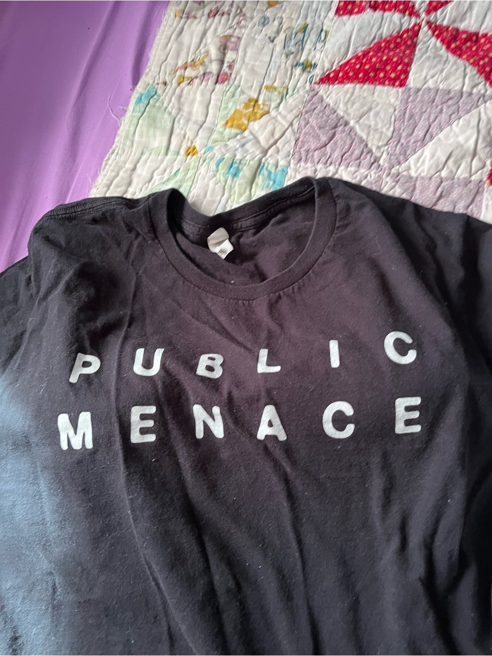 Black "Public Menace" Graphic Tee - Men's Casual Shirt
